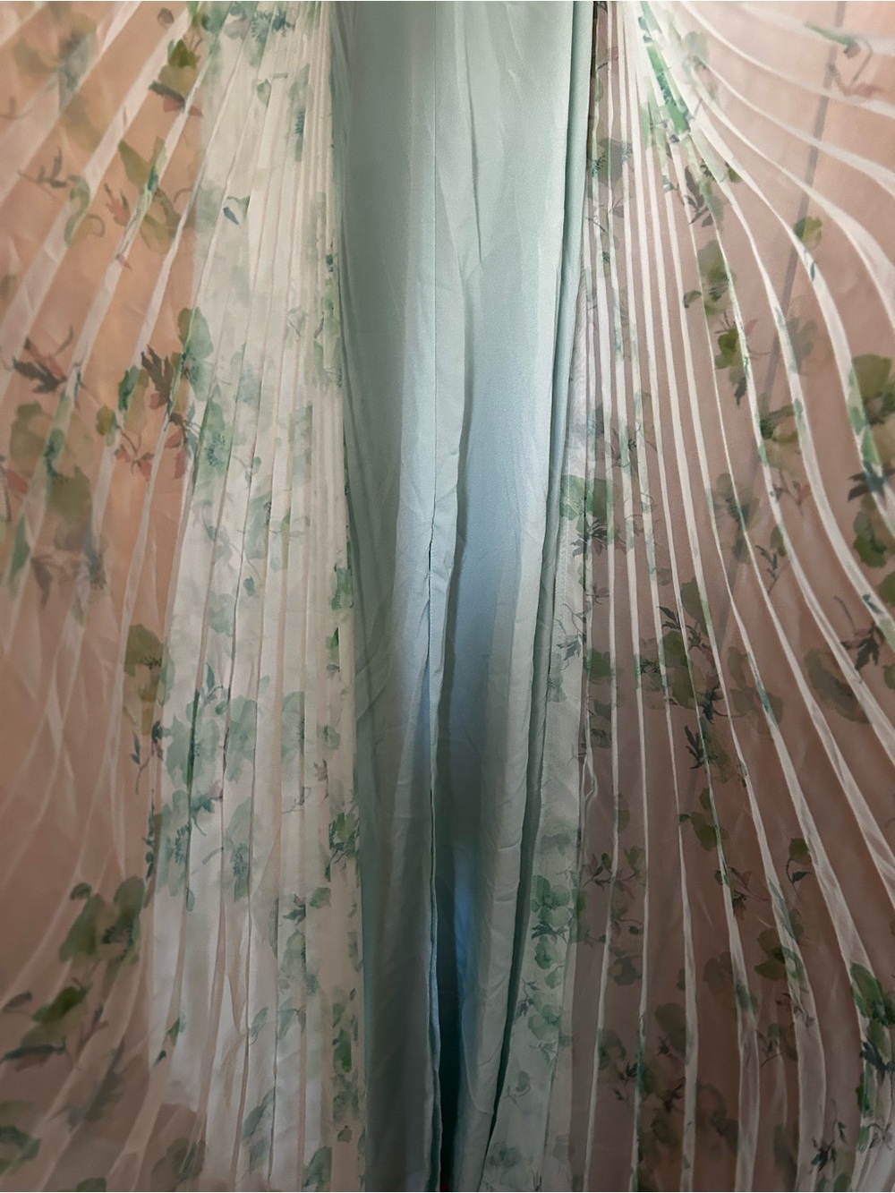 Theia Mint Green Floral Pleated Maxi Dress - Picture 7 of 13